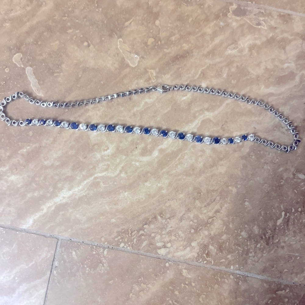 Blue and white sapphire necklace
